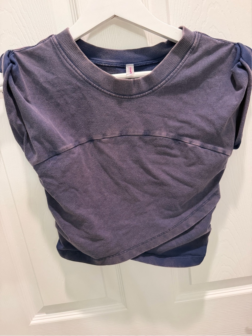 FP Movement Free People Hot Shot Crossover Crop Top Washed Navy Blue Size XS